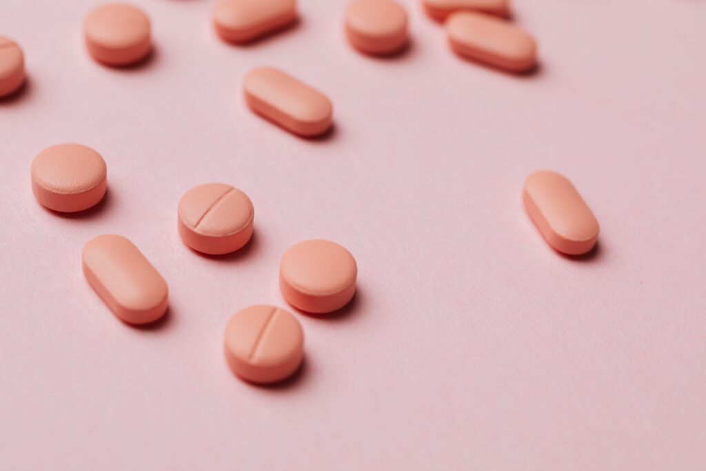 pills on a table