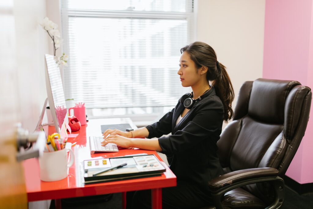 woman working remotely