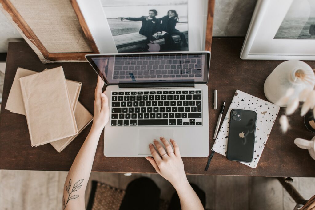 home office desk with online training